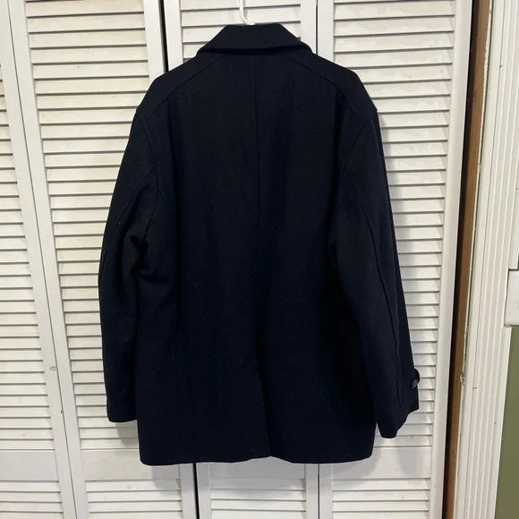 🔥 London Fog Men's Black Pea Coat Jacket Size XL - Picture 2 of 3